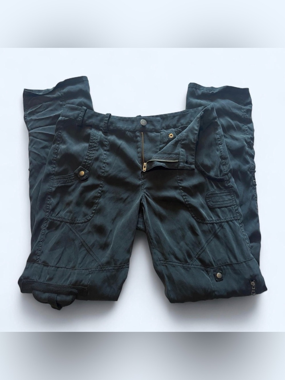 Go by Go Silk Iconic Army Pants Washable Silk Washed Black Sz 6 - Picture 2 of 9